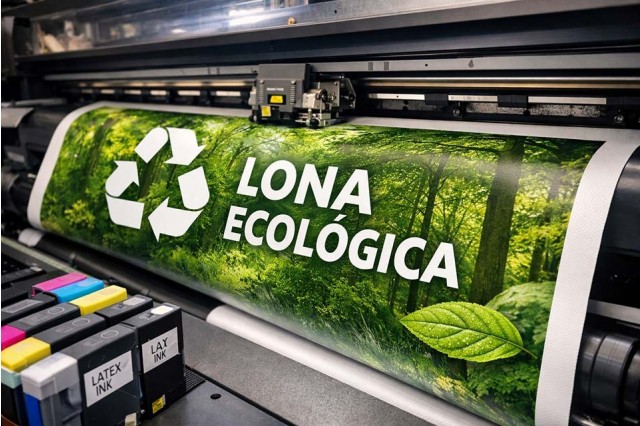 lona ecológica impresa con tintas látex sostenibles