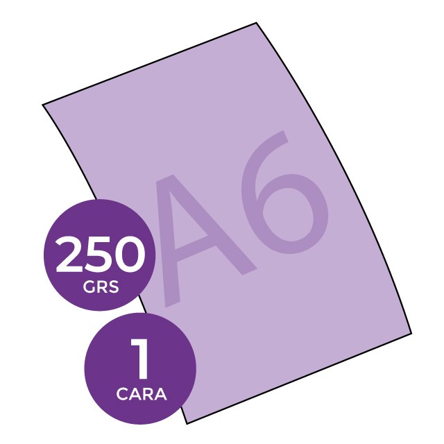 CARACTERISTICAS FOLLETO - Flyer A6 250 grs a UNA cara