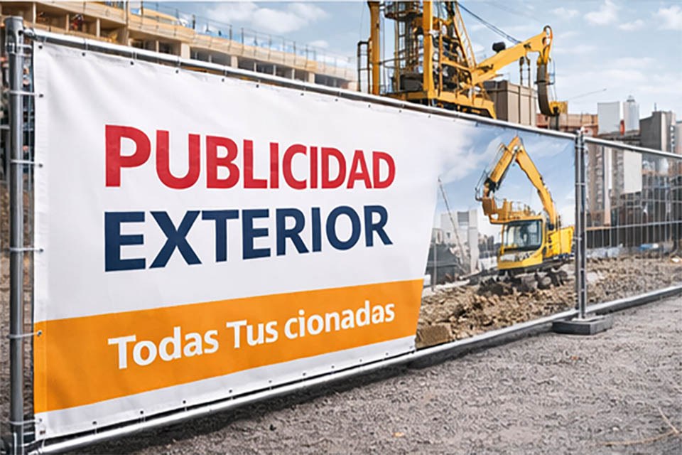 vallas de obra cubiertas con lona publicitaria  impresa
