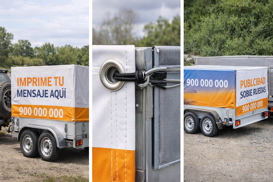 detalle de lona para remolque con ollados y refuerzo perimetral