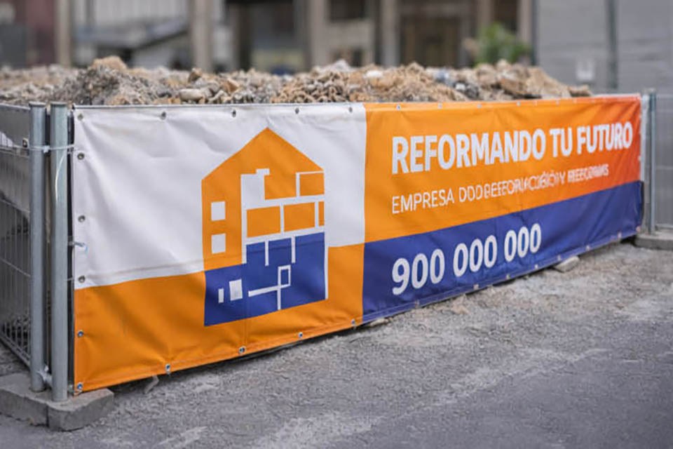 lona pvc y lona microperforada para contenedores de obra según instalación