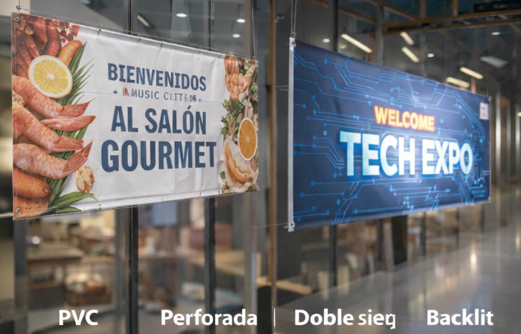 lona decorativa temporal para congreso o photocall