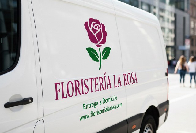 Vinilo de corte para furgoneta con logotipo y textos personalizados