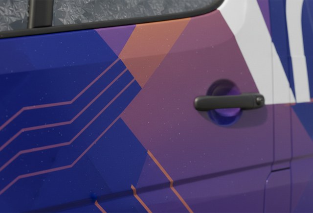 Detalle de vinilo adhesivo para furgoneta con acabado profesional