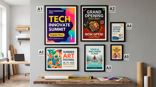 posters publicitarios impresos en diferentes tamaños