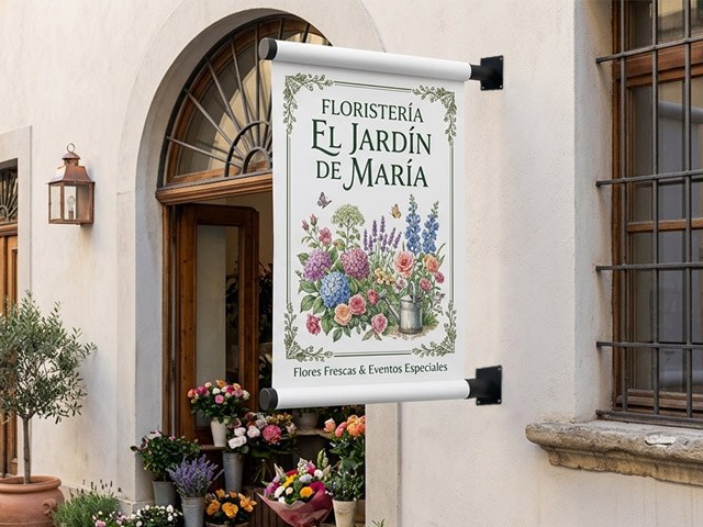 mástiles para lona publicitaria instalados en fachada