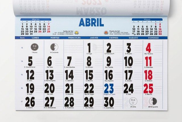 faldilla calendario